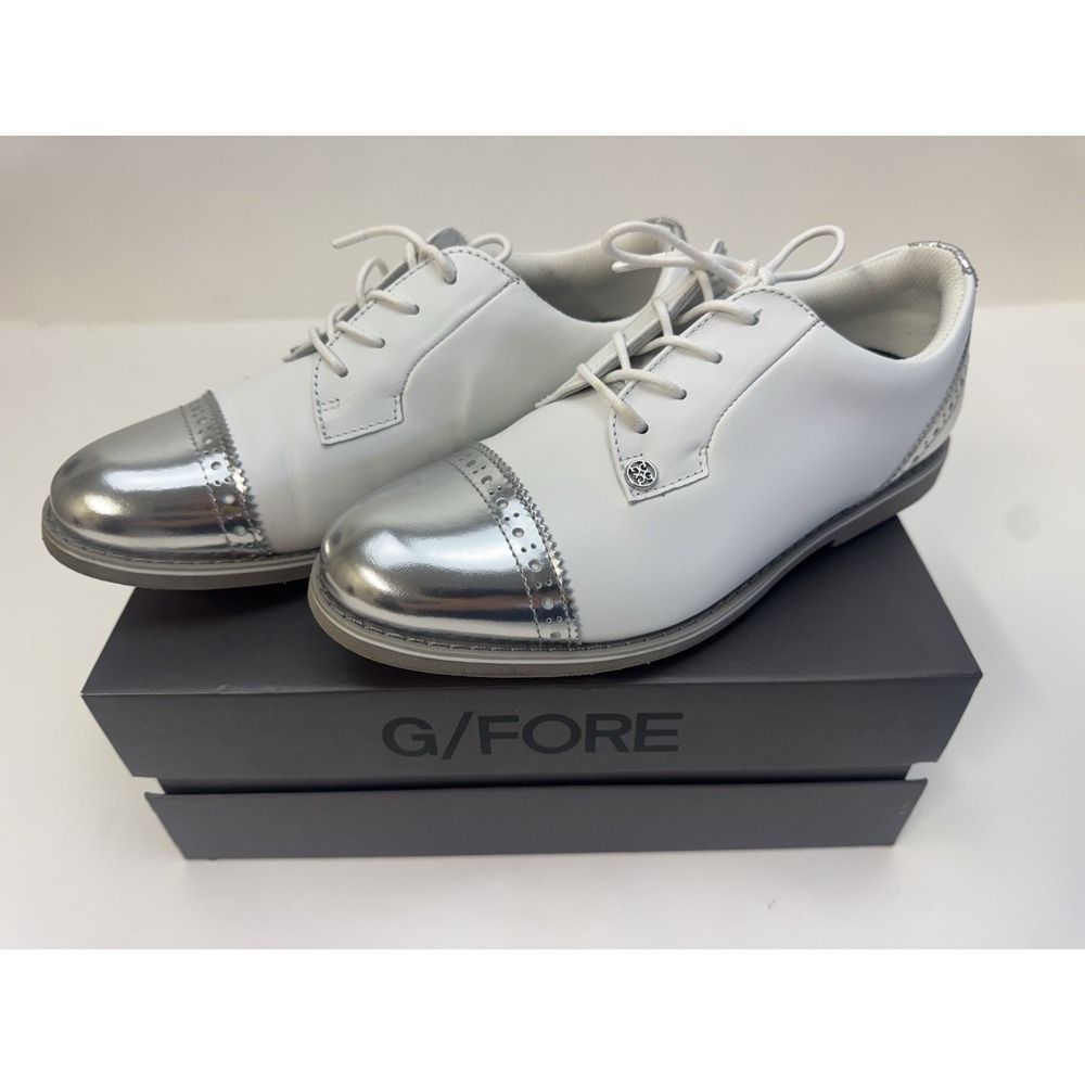 New G/FORE Gallivanter Cap Toe White Snow / Sharkskin Golf Shoes Size 7.5 NIB - Picture 2 of 10